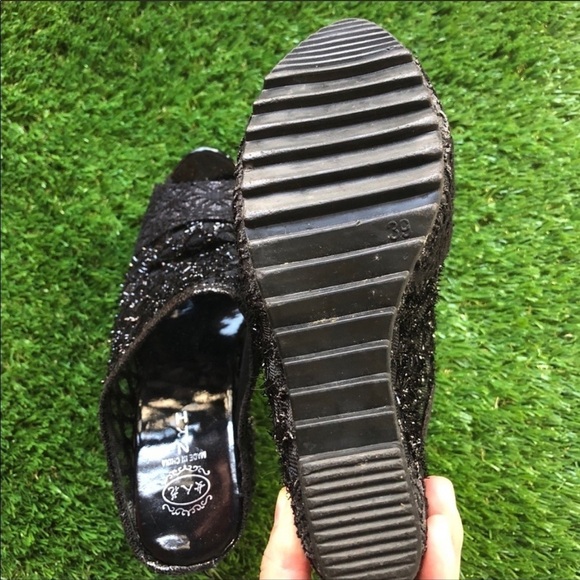 Jeffrey Campbell Style Health Goth Black Sheer Platform Slip-On Wedges 9/39 - Picture 7 of 7